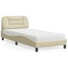 Cama Individual | Cama Para Adultos | Cama Con Colchón Tela Color Crema 90x200 Cm Cfw32205