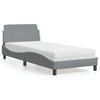 Cama Individual | Cama Para Adultos | Cama Con Colchón Tela Gris Claro 90x190 Cm Cfw11205