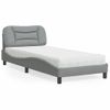 Cama Individual | Cama Para Adultos | Cama Con Colchón Tela Gris Claro 90x190 Cm Cfw20545