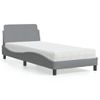 Cama Individual | Cama Para Adultos | Cama Con Colchón Tela Gris Claro 90x200 Cm Cfw28936