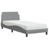 Cama Individual | Cama Para Adultos | Cama Con Colchón Tela Gris Claro 90x200 Cm Cfw28936