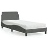 Cama Individual | Cama Para Adultos | Cama Con Colchón Tela Gris Oscuro 80x200 Cm Cfw57327