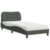 Cama Individual | Cama Para Adultos | Cama Con Colchón Tela Gris Oscuro 90x190 Cm Cfw16414