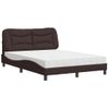 Cama Matrimonial | Cama Para Adultos | Cama Con Colchón Tela Marrón Oscuro 140x190 Cm Cfw91925