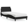 Cama Individual | Cama Para Adultos | Cama Con Colchón Tela Negro 80x200 Cm Cfw17580