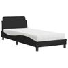 Cama Individual | Cama Para Adultos | Cama Con Colchón Tela Negro 90x190 Cm Cfw28245