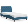 Cama Individual | Cama Para Adultos | Cama Con Colchón Terciopelo Azul 100x200 Cm Cfw16558