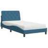 Cama Individual | Cama Para Adultos | Cama Con Colchón Terciopelo Azul 100x200 Cm Cfw16558