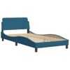 Cama Individual | Cama Para Adultos | Cama Con Colchón Terciopelo Azul 100x200 Cm Cfw16558