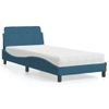 Cama Individual | Cama Para Adultos | Cama Con Colchón Terciopelo Azul 90x190 Cm Cfw74767