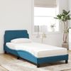 Cama Individual | Cama Para Adultos | Cama Con Colchón Terciopelo Azul 90x190 Cm Cfw74767