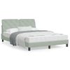 Cama Matrimonial | Cama Para Adultos | Cama Con Colchón Terciopelo Gris Claro 140x190 Cm Cfw65079