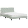 Cama Matrimonial | Cama Para Adultos | Cama Con Colchón Terciopelo Gris Claro 140x190 Cm Cfw65079