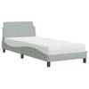 Cama Individual | Cama Para Adultos | Cama Con Colchón Terciopelo Gris Claro 90x190 Cm Cfw91990