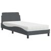 Cama Individual | Cama Para Adultos | Cama Con Colchón Terciopelo Gris Oscuro 90x190 Cm Cfw84574