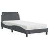 Cama Individual | Cama Para Adultos | Cama Con Colchón Terciopelo Gris Oscuro 90x200 Cm Cfw55468