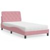 Cama Individual | Cama Para Adultos | Cama Con Colchón Terciopelo Rosa 100x200 Cm Cfw69005