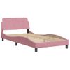 Cama Individual | Cama Para Adultos | Cama Con Colchón Terciopelo Rosa 100x200 Cm Cfw69005