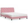 Cama Matrimonial | Cama Para Adultos | Cama Con Colchón Terciopelo Rosa 120x200 Cm Cfw25086