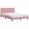 Cama Matrimonial | Cama Para Adultos | Cama Con Colchón Terciopelo Rosa 120x200 Cm Cfw25086