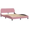 Cama Matrimonial | Cama Para Adultos | Cama Con Colchón Terciopelo Rosa 120x200 Cm Cfw25086