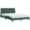 Cama Matrimonial | Cama Para Adultos | Cama Con Colchón Terciopelo Verde Oscuro 140x200 Cm Cfw71476