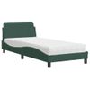 Cama Individual | Cama Para Adultos | Cama Con Colchón Terciopelo Verde Oscuro 90x190 Cm Cfw85513