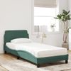 Cama Individual | Cama Para Adultos | Cama Con Colchón Terciopelo Verde Oscuro 90x190 Cm Cfw85513