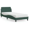 Cama Individual | Cama Para Adultos | Cama Con Colchón Terciopelo Verde Oscuro 90x200 Cm Cfw20756