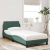 Cama Individual | Cama Para Adultos | Cama Con Colchón Terciopelo Verde Oscuro 90x200 Cm Cfw20756