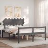 Cama Matrimonial | Cama Para Adultos | Cama De Matrimonio Personas Mayores Cabecero Madera Maciza Gris Cfw611837