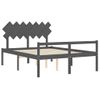 Cama Matrimonial | Cama Para Adultos | Cama De Matrimonio Personas Mayores Cabecero Madera Maciza Gris Cfw611837