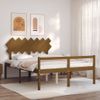 Cama Matrimonial | Cama Para Adultos | Cama De Matrimonio Personas Mayores Cabecero Madera Marrón Miel Cfw554664