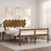 Cama Matrimonial | Cama Para Adultos | Cama De Matrimonio Personas Mayores Cabecero Madera Marrón Miel Cfw554664