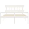 Cama Matrimonial | Cama Para Adultos | Cama Matrimonio Personas Mayores Cabecero Madera Maciza Blanco Cfw152273