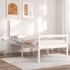 Cama Individual | Cama Para Adultos | Cama Para Personas Mayores Con Cabecero Madera Maciza Blanco Cfw750235