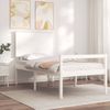 Cama Individual | Cama Para Adultos | Cama Para Personas Mayores Con Cabecero Madera Maciza Blanco Cfw750235