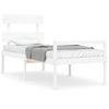 Cama Individual | Cama Para Adultos | Cama Para Personas Mayores Con Cabecero Madera Maciza Blanco Cfw418272