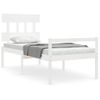 Cama Individual | Cama Para Adultos | Cama Para Personas Mayores Con Cabecero Madera Maciza Blanco Cfw864139