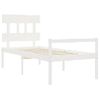 Cama Individual | Cama Para Adultos | Cama Para Personas Mayores Con Cabecero Madera Maciza Blanco Cfw864139