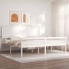 Cama Matrimonial | Cama Para Adultos | Cama Personas Mayores Cabecero Madera Maciza Blanco 200x200 Cm Cfw54052