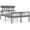 Cama Matrimonial | Cama Para Adultos | Cama Personas Mayores Cabecero Madera Maciza Gris 120x200 Cm Cfw250833