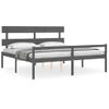 Cama Matrimonial | Cama Para Adultos | Cama Personas Mayores Cabecero Madera Maciza Gris 200x200 Cm Cfw962156