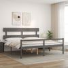 Cama Matrimonial | Cama Para Adultos | Cama Personas Mayores Cabecero Madera Maciza Gris 200x200 Cm Cfw962156