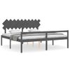 Cama Matrimonial | Cama Para Adultos | Cama Personas Mayores Cabecero Madera Maciza Gris 200x200 Cm Cfw562369