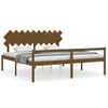 Cama Matrimonial | Cama Para Adultos | Cama Personas Mayores Cabecero Madera Marrón Miel 200x200 Cm Cfw541782