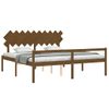 Cama Matrimonial | Cama Para Adultos | Cama Personas Mayores Cabecero Madera Marrón Miel 200x200 Cm Cfw541782