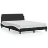 Cama Matrimonial | Cama Para Adultos | Estructura Cama Cabecero Cuero Sintético Negro Blanco 120x200cm Cfw117545