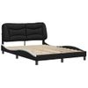 Cama Matrimonial | Cama Para Adultos | Estructura Cama Cabecero Cuero Sintético Negro Blanco 140x200cm Cfw696727