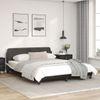 Cama Matrimonial | Cama Para Adultos | Estructura Cama Cabecero Cuero Sintético Negro Blanco 160x200cm Cfw997445